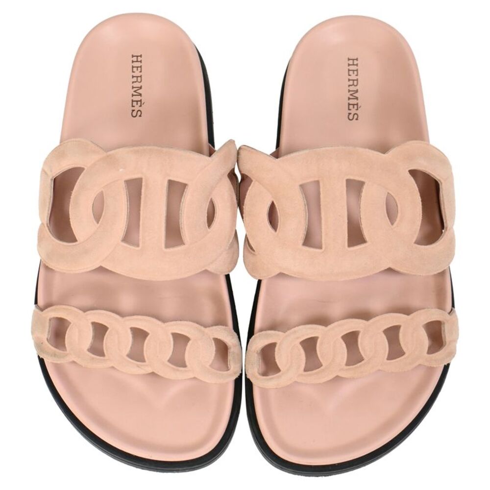 Hermès Extra Sandals in Pink Suede - Picture 5 of 9